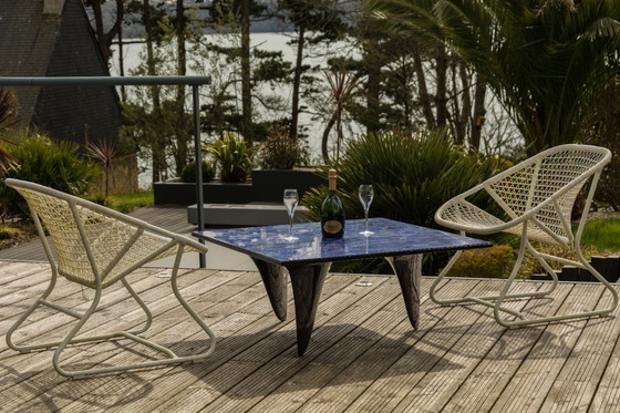 Image 1 of FINS Coffee Table - Blue Agate & Carbon