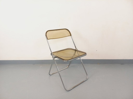 Chaise pliante vintage Plia de Giancarlo Piretti pour Castelli des années 60 70 en chrome et plexiglas fumé