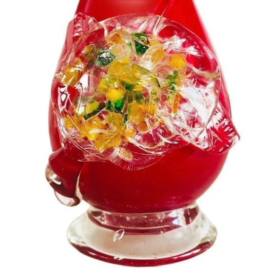 Image 1 of Vintage Murano hand-blown red glass vase 1970s
