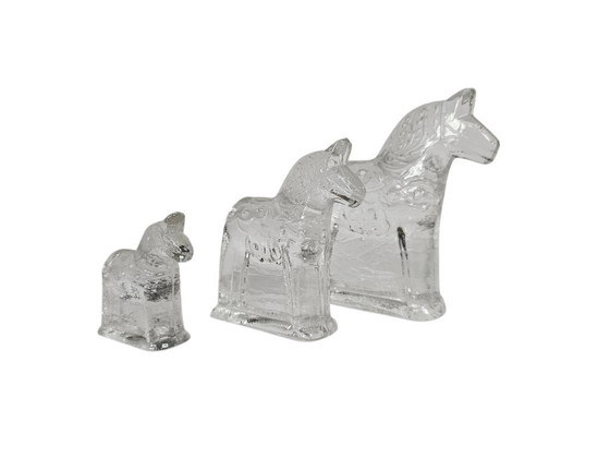 Image 1 of Lindshammar Glasworks Suecia - Caballo de Dala (3) - Cristal - Suecia - Años 70