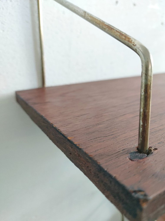 Set van 3 Vintage Teak Wandplankjes met Messing Beugels – Jaren '60 Mid-Century Deens Design – Wandrek, Wood (photo 24 of 52)