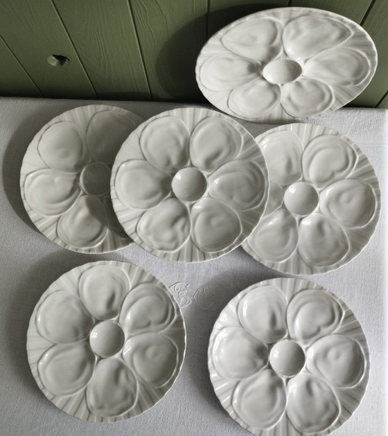 Image 1 of Lot de 6 assiettes à huitres en porcelaine de Pillivuyt