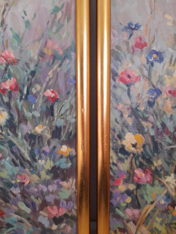Image 1 of Pair of Danish floral paintings signed Allan Karms