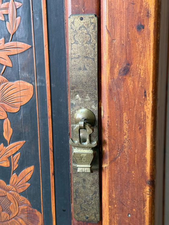 Image 1 of Chinese Cabinet with Floral Motifs – Signed Interior
