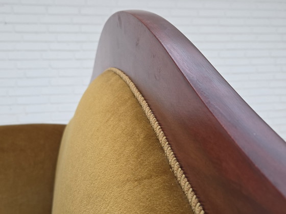 Image 1 of Sofá danés de dos plazas de los años 50 en estilo Biedermeier, tapizado en terciopelo.