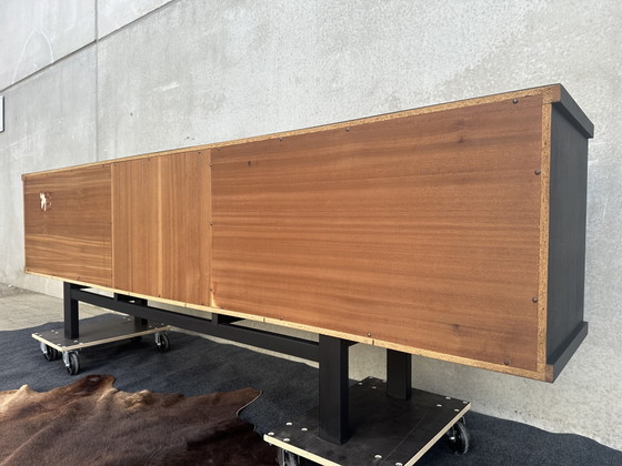 Image 1 of XL design black stained oak brutalist sideboard - De Coene