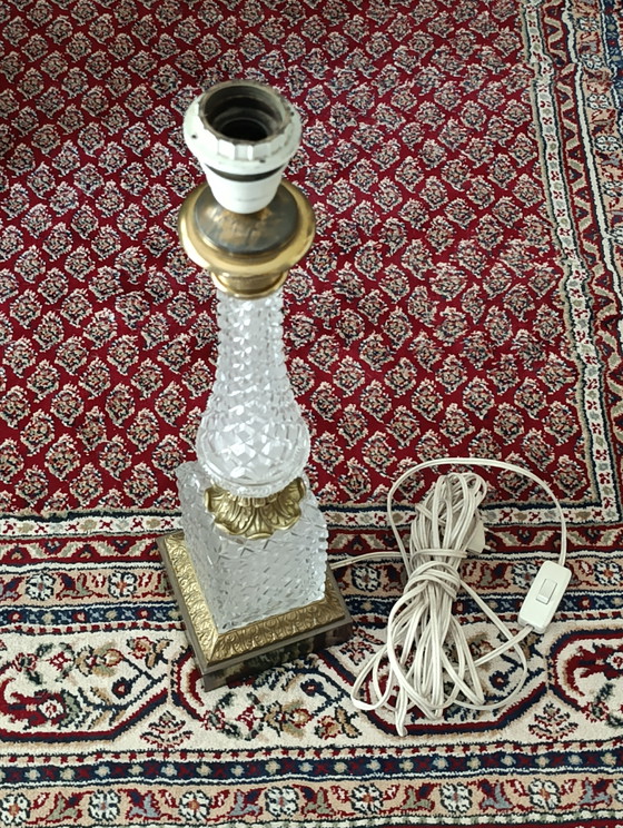 Vintage Crystal & Brass Table Lamp 75 Cm (photo 9 of 15)