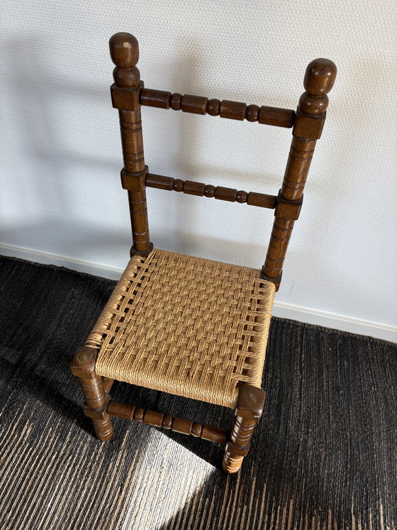 Image 1 of Vintage style wooden & rush seat high chair