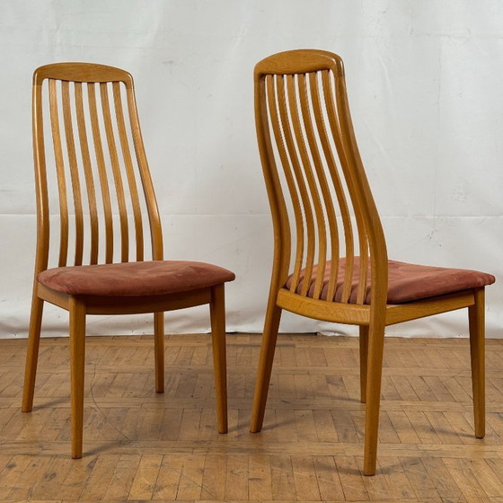 Image 1 of Juego de 4 sillas de comedor danesas de teca Schou Andersen, años 70 - Tapizado Moderno de mediados de siglo