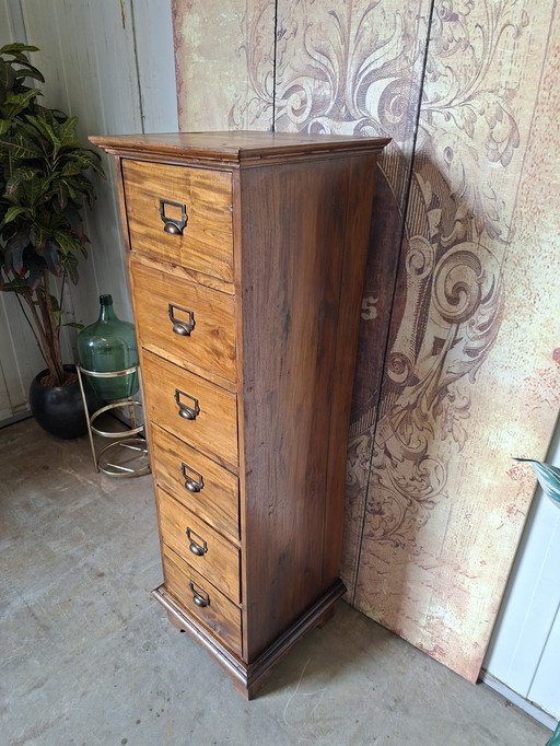 Teak Drawer Cabinet, Pharmacy Cabinet, File Cabinet Dim. 41x41cm And 135cm High
