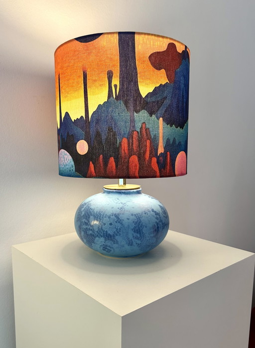 Lampada sferica Space Age di Scheurich - Ceramiche della Germania Ovest - realizzata con un vaso vintage riciclato
