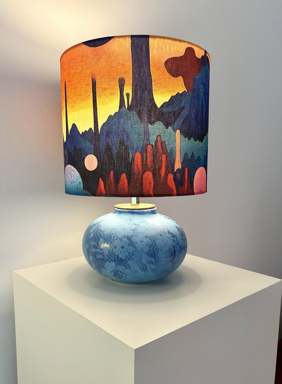 Image 1 of Lampada sferica Space Age di Scheurich - Ceramiche della Germania Ovest - realizzata con un vaso vintage riciclato
