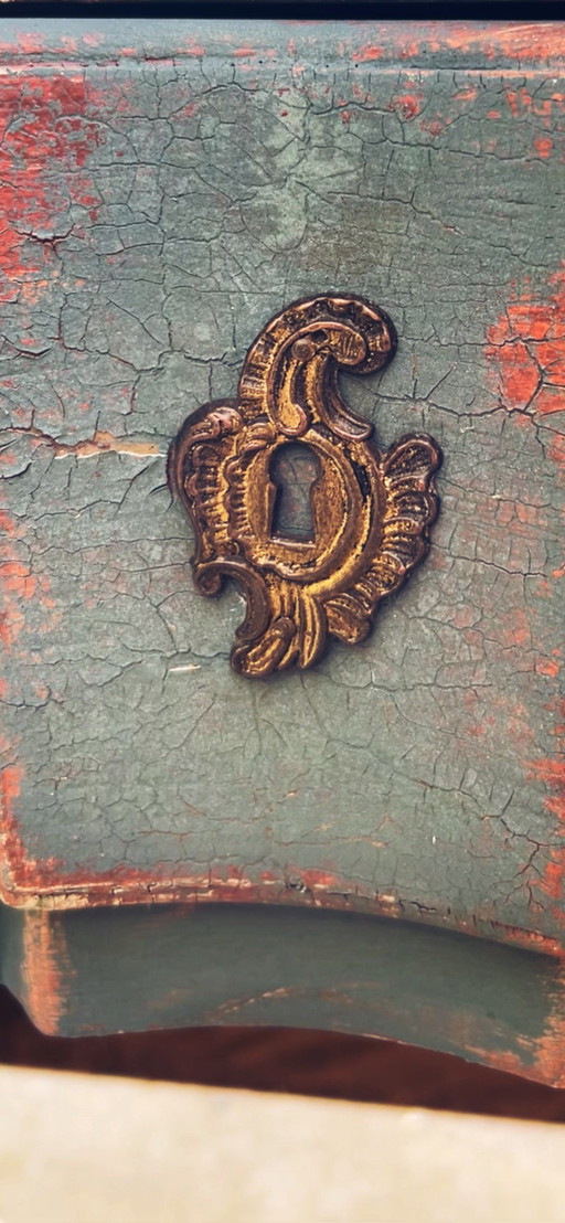 Piccolo comò antico con patina blu-verde – ladekasten, Wood (photo 2 of 6)