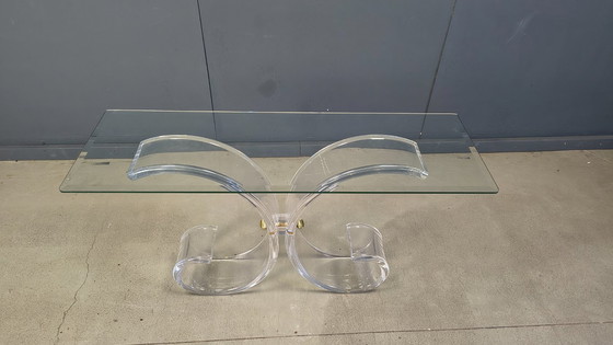 Image 1 of Konsolentisch aus Messing und Acrylglas, 1970er Jahre