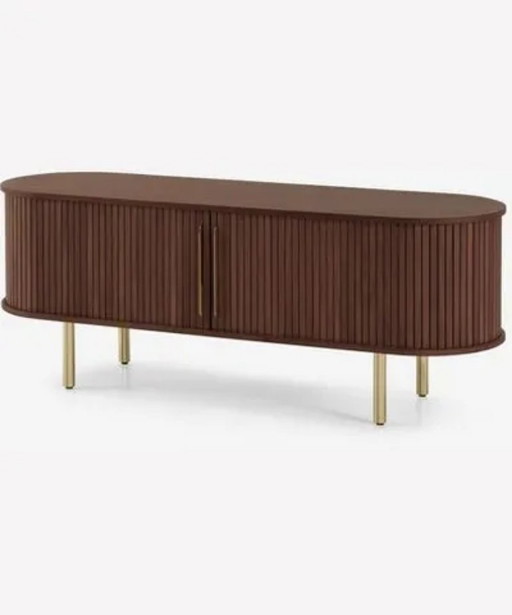 TV unit from made.com, walnut wood and brass