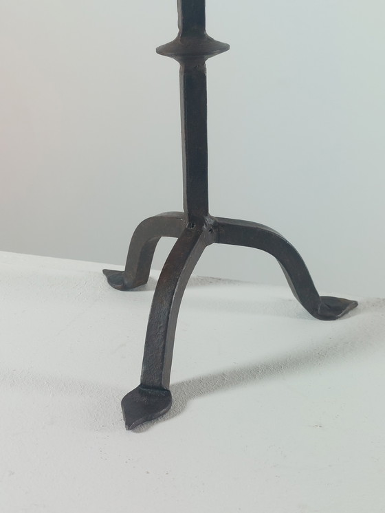 Image 1 of Vintage brutalistische, handgesmede metalen kandelaar