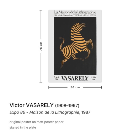 Image 1 of Victor Vasarely Expo 86 – Maison de la Lithographie Poster 1987