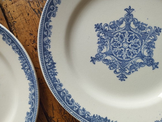 Image 1 of 6 platos de postre de piedra de hierro J. Vieillard Bordeaux "Garland"