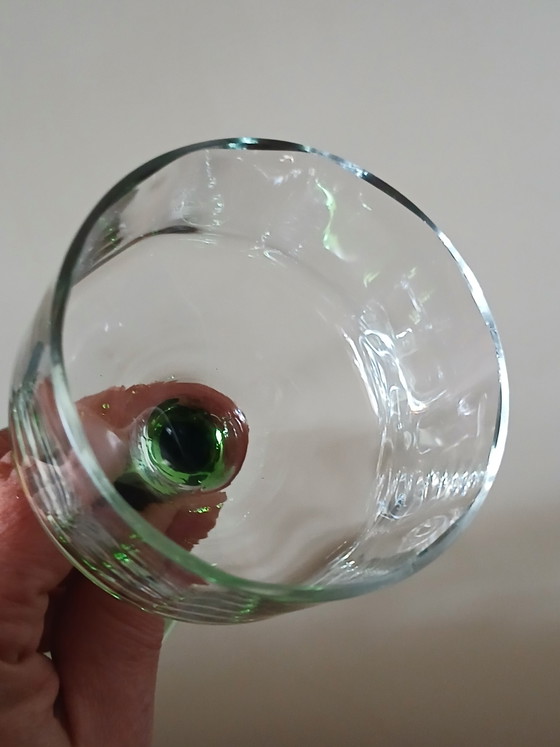 Image 1 of Set of 5 antique hand-blown Art Nouveau wine glasses