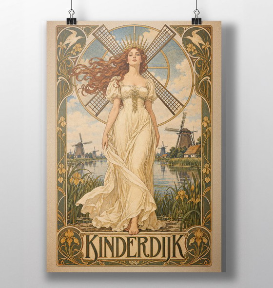 KINDERDIJK | Art Nouveau Jugendstil Poster Affiche I – Decorazioni murali, Carta (photo 2 of 5)