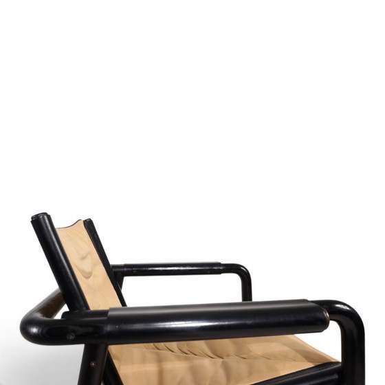 Image 1 of WK Möbel leren fauteuil met voetenbank – toegeschreven aan Hans Eichenberger, 1970