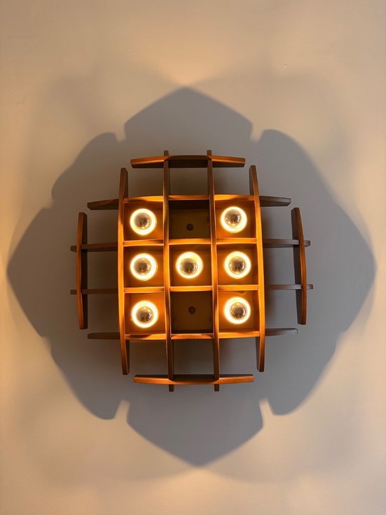 Iconica Wood Flush Mount Lamp with Angelo Brotto for Esperia – Wall lights, Brass (photo 2 of 30)
