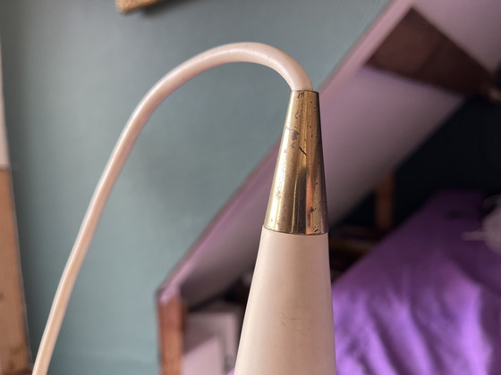 Image 1 of Set of 2 original Mid - Century pendant lamps - pastel blue & pastel yellow (1950s/60s)