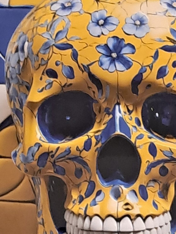 Image 1 of DEAD HEAD - Teschio da bagno di Delft - Stampa su alluminio