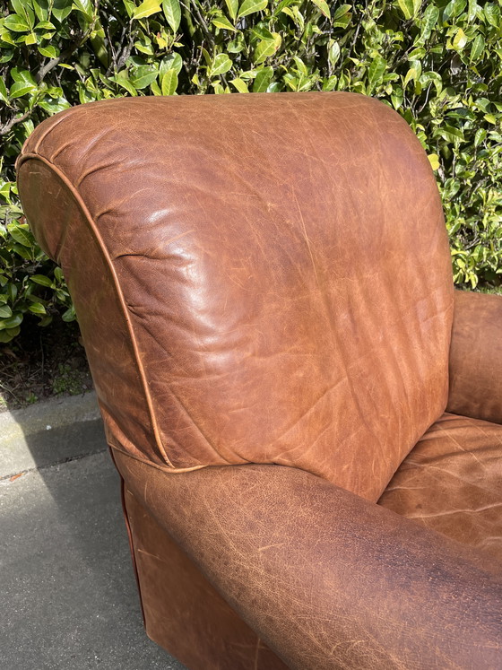 Image 1 of Fauteuil club vintage en cuir - Design italien
