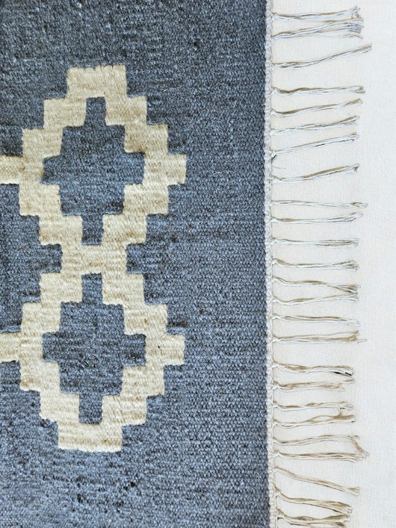 Image 1 of Senon Kilim Runner 70 × 140 cm – Handmade in Egypt – Grey Diamond, Flat-Weave