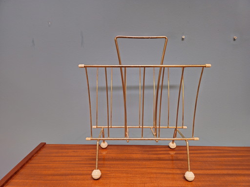 Vintage Lectuurrek Lectuurbak Krantenbak Messing-kleurige metaal 