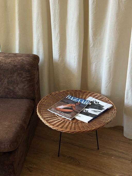 Cestino portariviste in rattan vintage anni '60, modello Artimeta per Metz & Co.