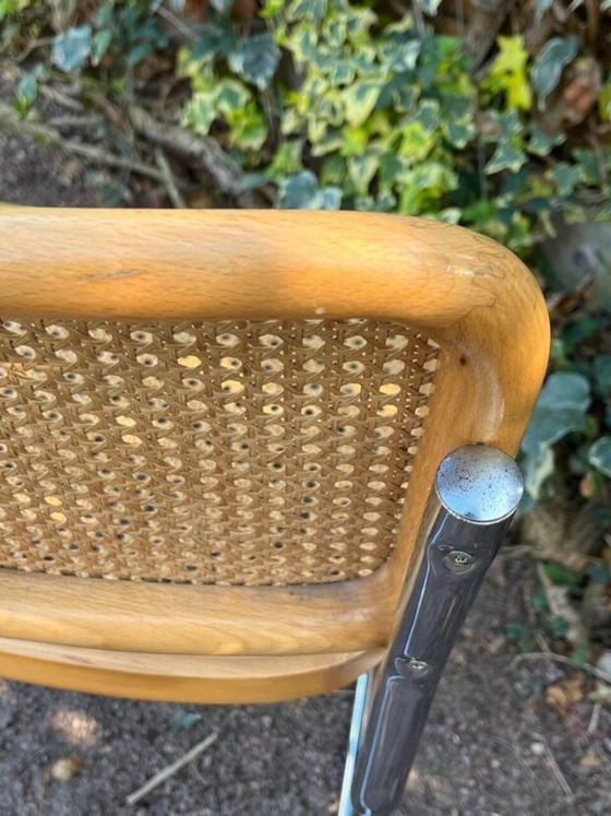 Image 1 of Stuhl aus Holz und Rohrgeflecht im Stil von Marcel Breuer