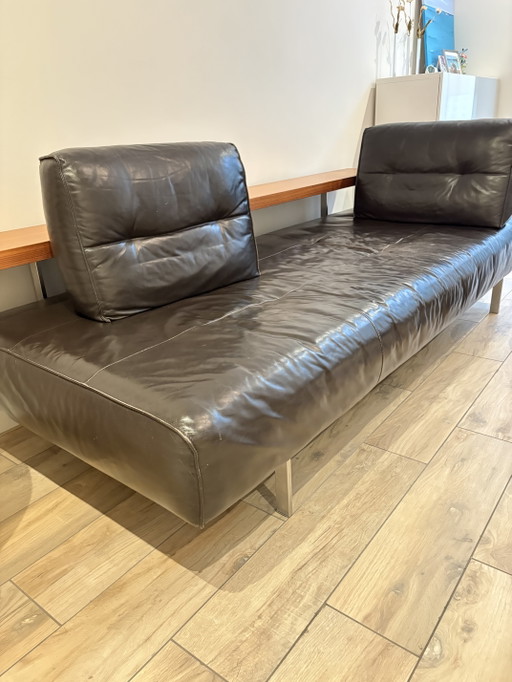 Rolf Benz modulair leren bankstel met houten plateaus en tafels – banken, Calfskin, Leather