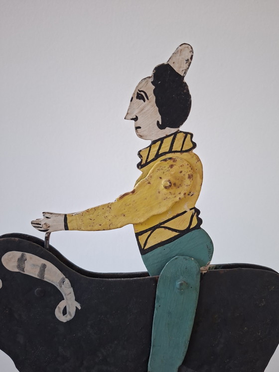 Image 1 of Metallspielzeug – Balancefiguren, Ziehfigur, Rodeo-Clown, 1930er Jahre