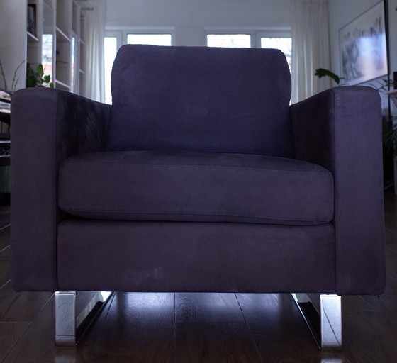 Image 1 of Fauteuil COR Conseta Faux Suède Bleu Marine