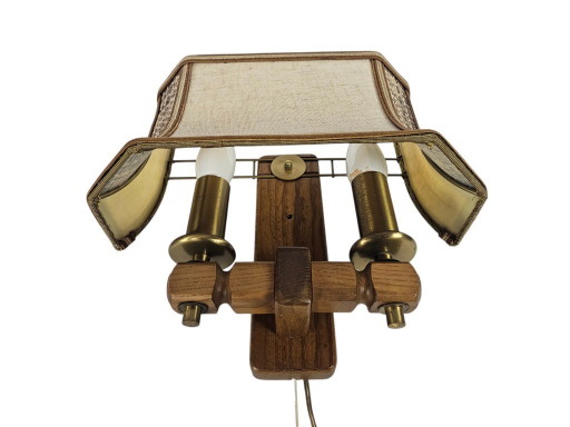 Lampada da parete Herda Holland - a sospensione - legno - ottone - anni '70