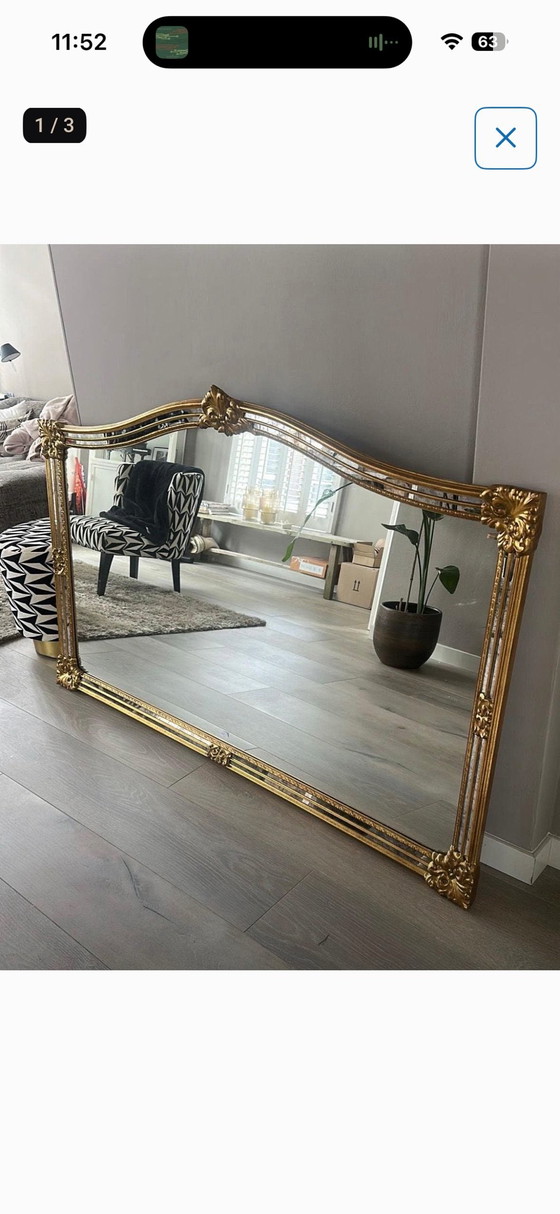 Antique Vintage Mirror Art Deco, Chrome, Aluminium, Creme (photo 2 of 6)