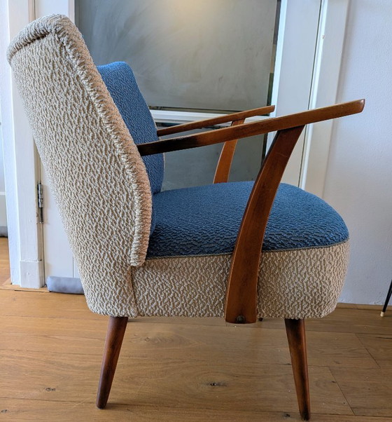 Poltrone vintage di metà secolo - retrò anni '50/'60, Merk onbekend, Tessile, Legno, Blu (foto 4 di 9)