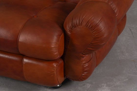 Image 1 of Fauteuils club italiens vintage en similicuir cognac, Italie, années 1970, lot de 2