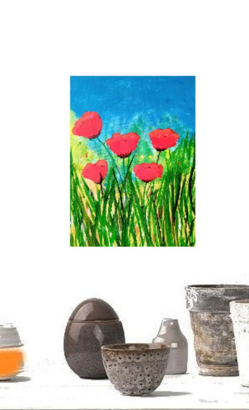 Peinture de fleurs coquelicots