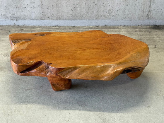 Image 1 of Vintage brutalist wabi sabi wortelnoten salontafel