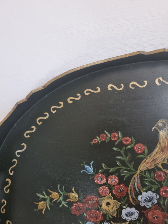 Image 1 of Dienblad Hindeloopse stijlvol met sierlijke vogel