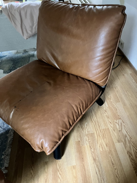 Zuiver Lazy Sack cognackleurige stoel en hocker – Fauteuils, Polyester (photo 7 of 9)