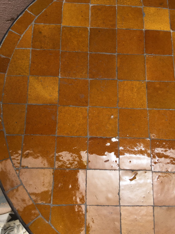 Image 1 of NOMADIC RATTAN TABLE WITH ZELLIGE TOP