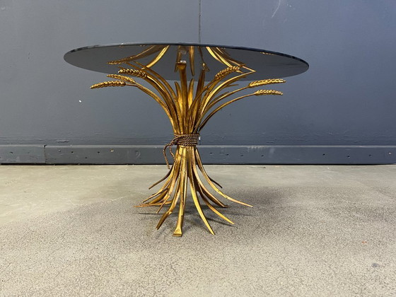 Image 1 of Vintage gilt metal sheaf of wheat coco chanel coffee table or side table, 1960s