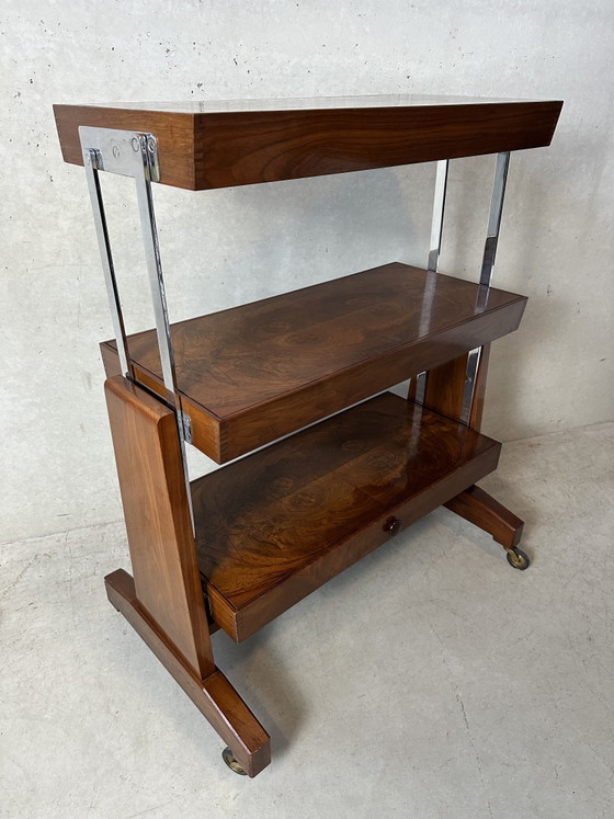 Image 1 of Étagère/table Besway Art Déco (convertible) - loupe de bois