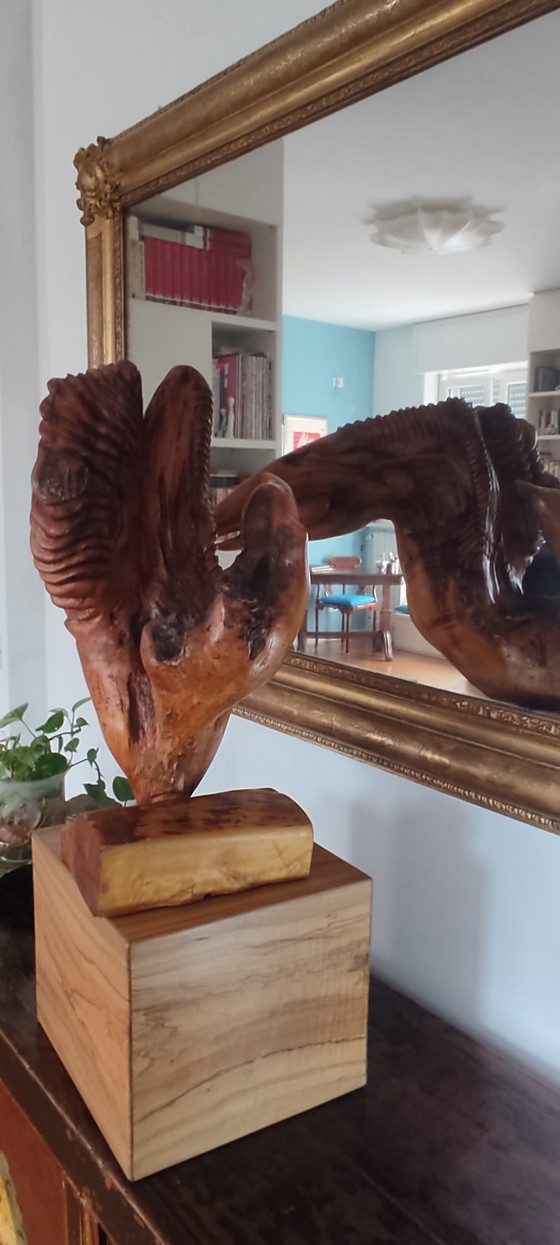 Image 1 of Moderne houtsnijkunst - Twee paardenhoofden - Gesigneerd Giuliani '92