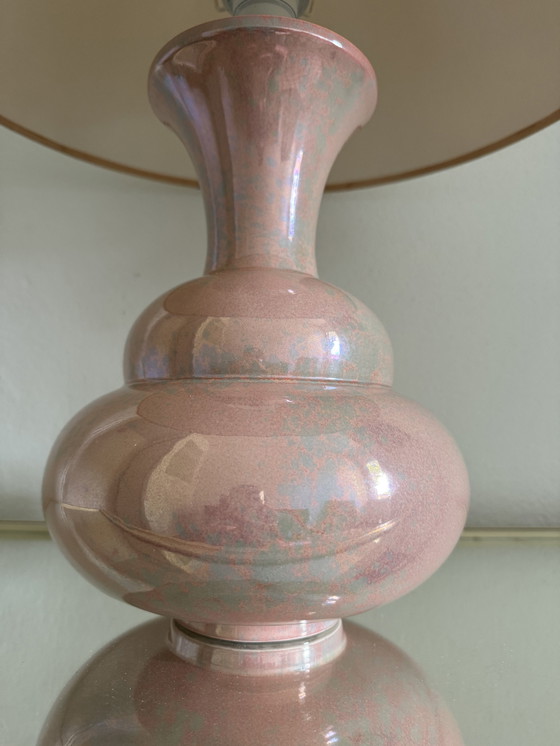 Image 1 of Charolles Irisée Roze Aardewerk Lamp jaren 80