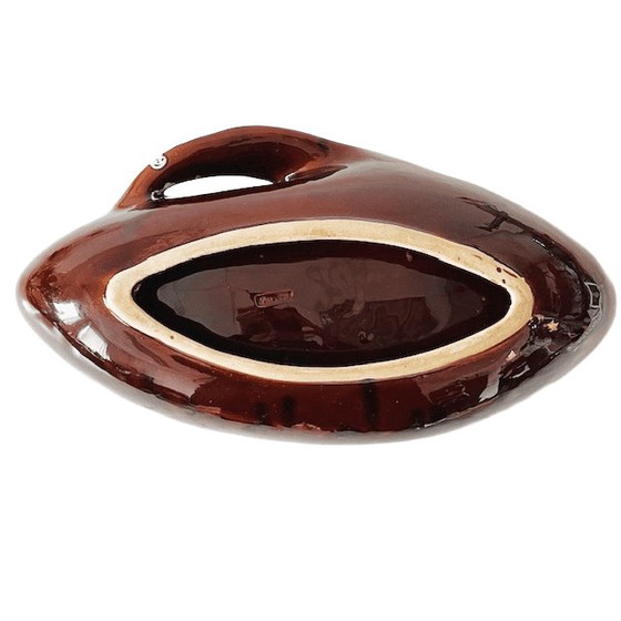 Image 1 of Fruttiera vintage in ceramica Vallauris di metà secolo, arancione-marrone, anni '60